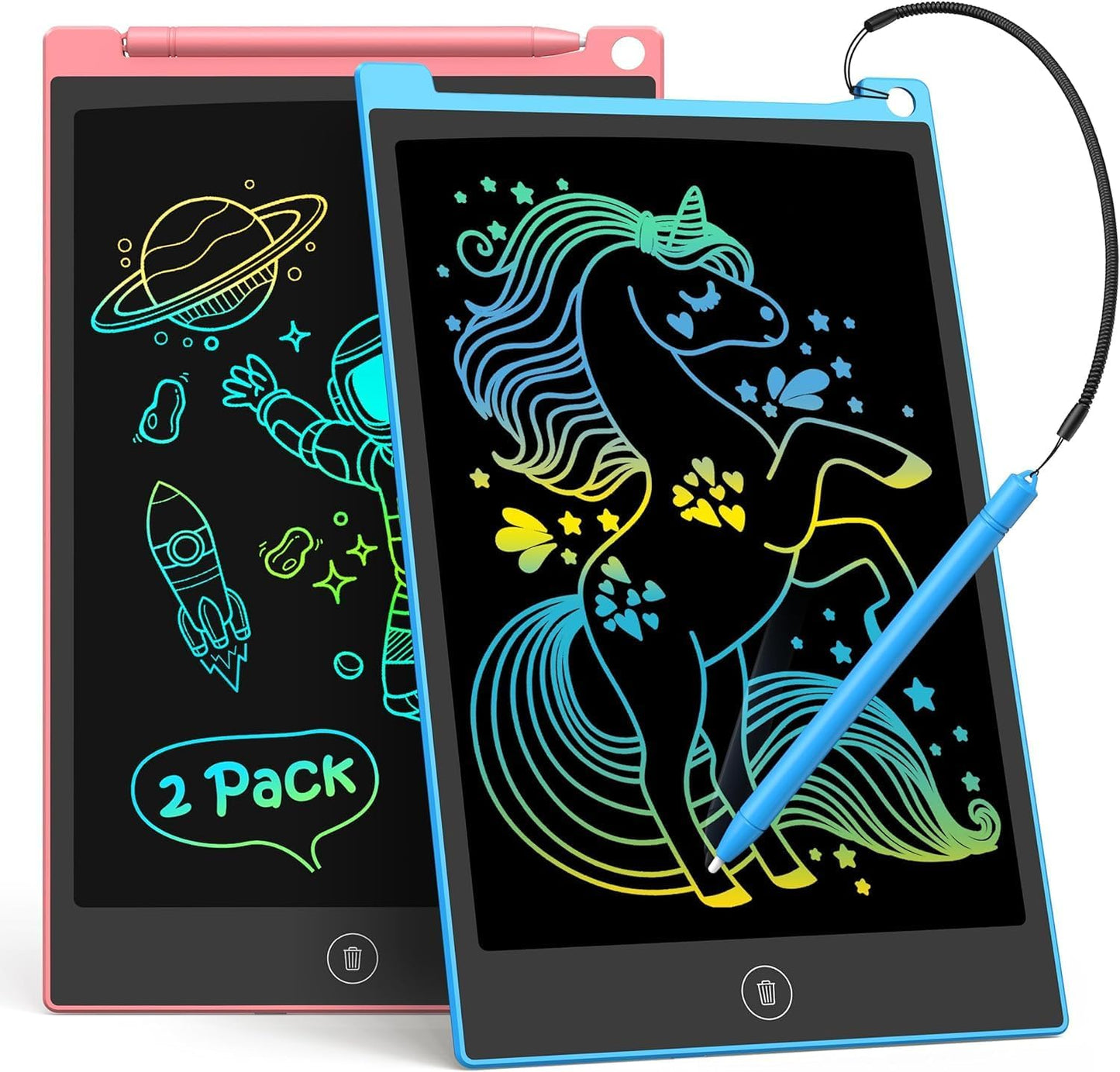 Dual Pack 8.5-Inch LCD Writing Tablet - Colorful Doodle Board for Children, Ideal Travel Activity and Learning Toy for Ages 3+