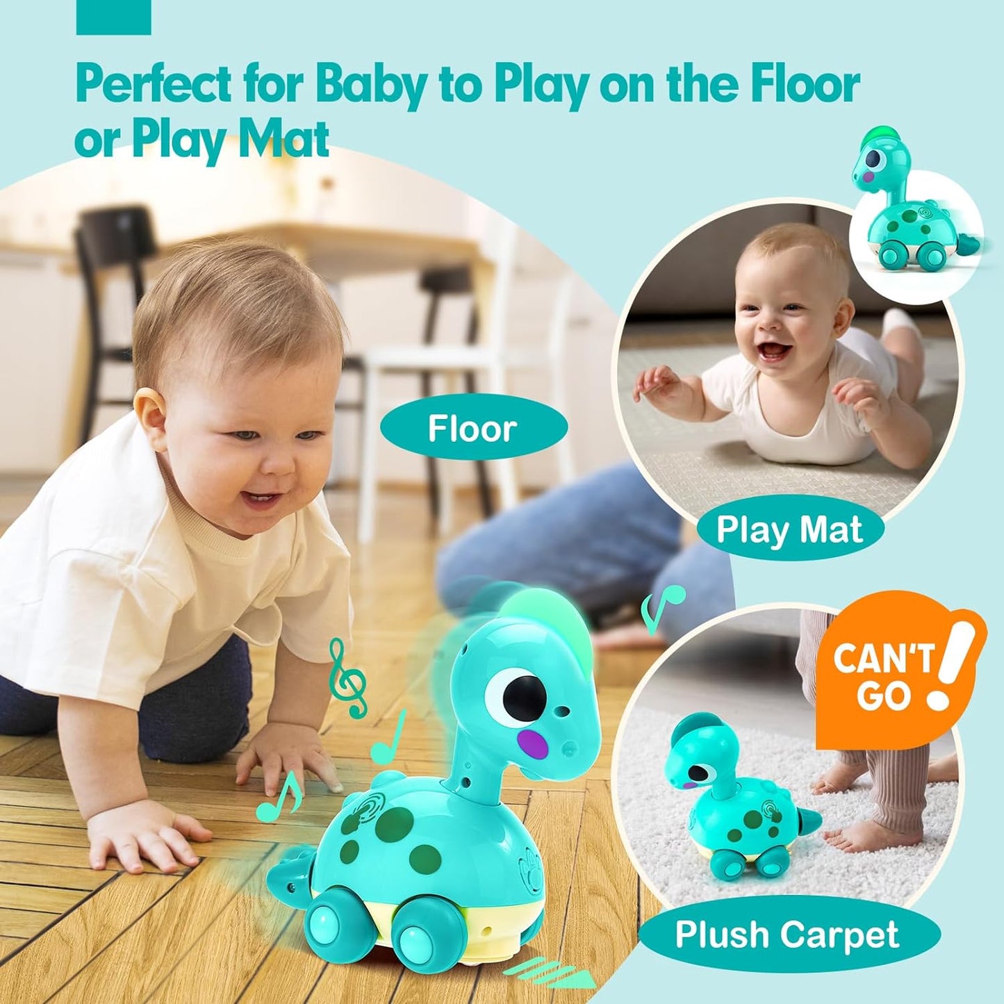 Musical Dinosaur Crawling Toy - Infants 12-18 Months - Engaging Touch - Aged 1-2+