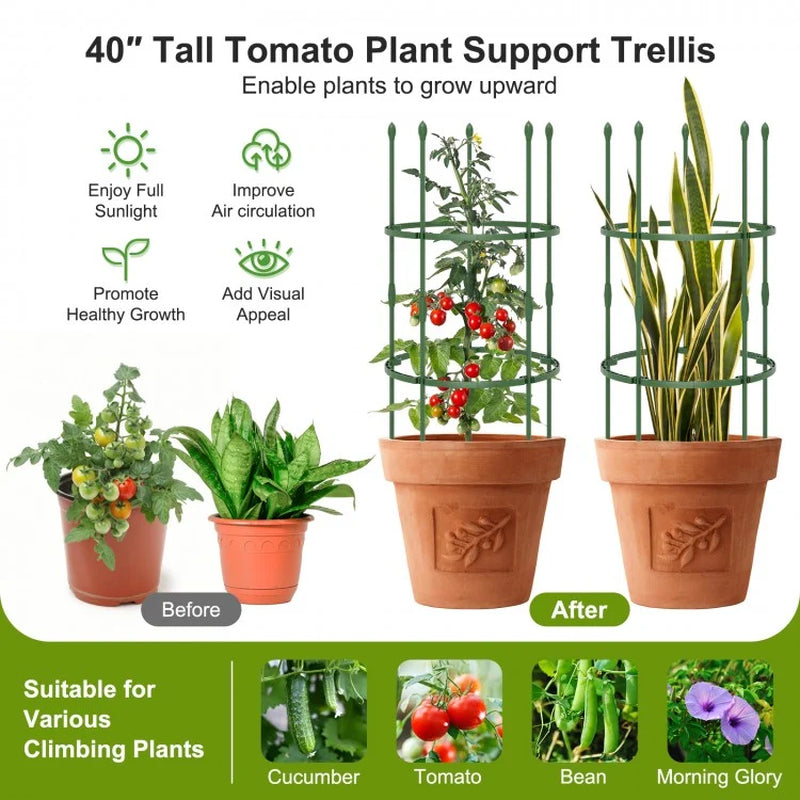 3-Pack Garden Trellis Plant Support Stands, 40/60 Inches Tall with Clips and Ties