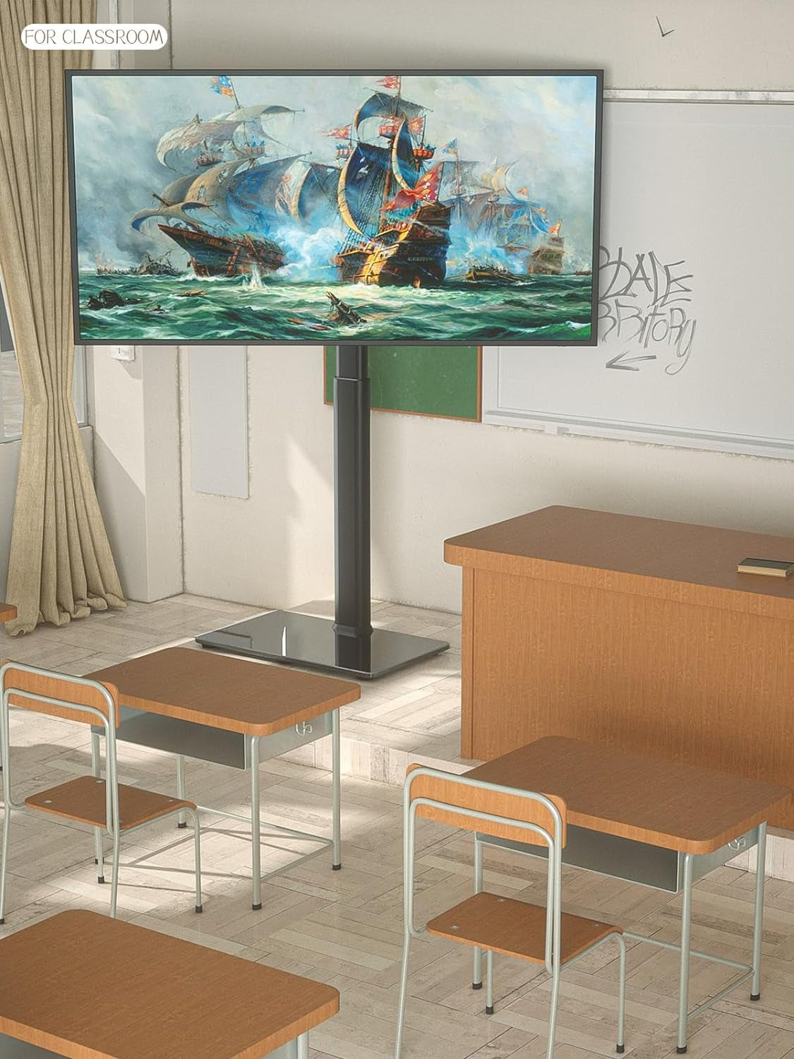 Universal Floor TV Stand - Mount 80 Degree Swivel Height Adjustable and Space Saving Design for Most 27 to 65 Inch Tvs