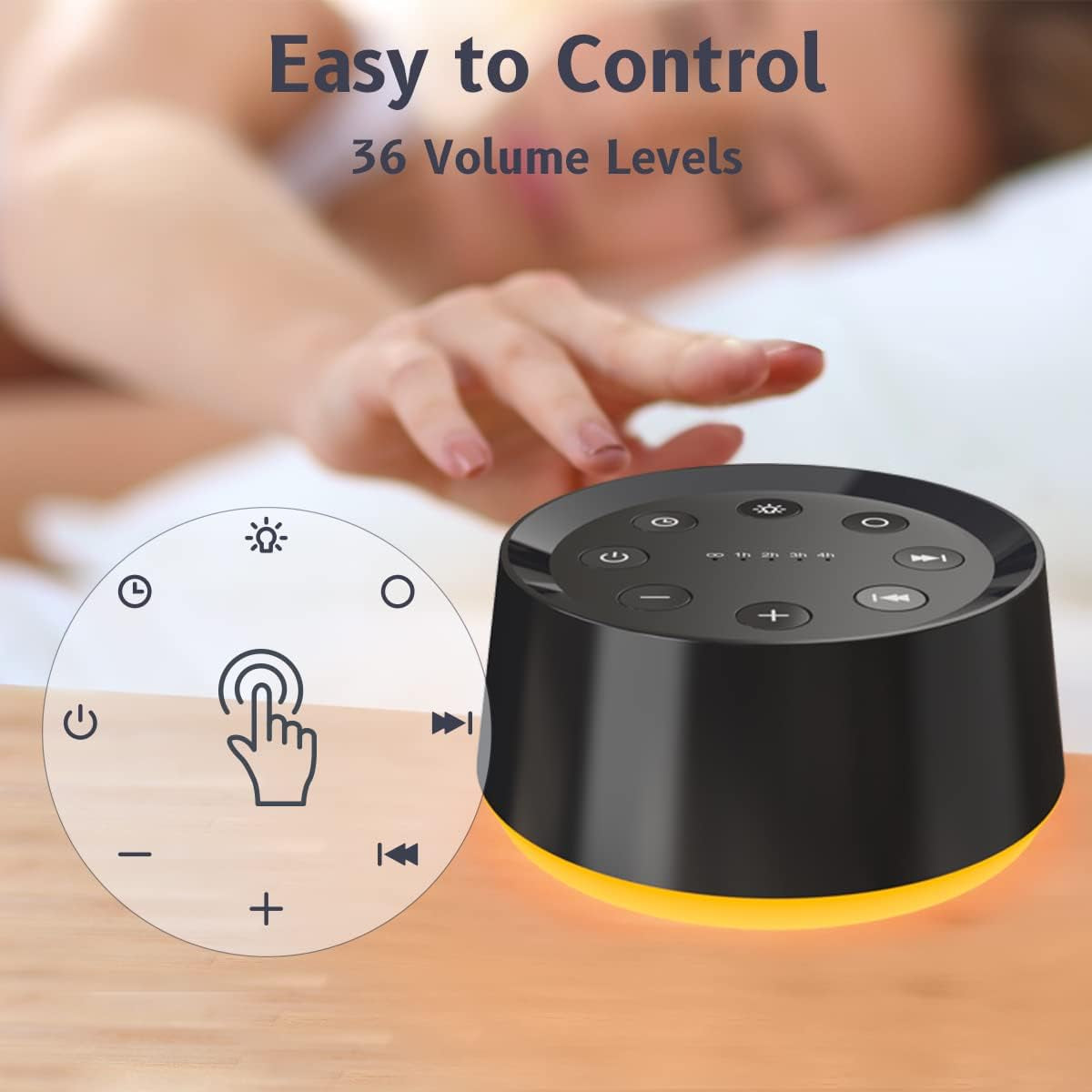 White Noise Machine with 30 Soothing Sounds, 12-Color Night Light, Memory Function, 36 Volume Levels, 5 Timers