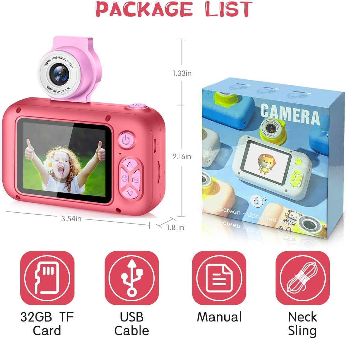 Digital Camera for Kids with 2.4-Inch IPS Screen, 180° Flip Lens, and Built-in Games - Gift for Ages 4-11