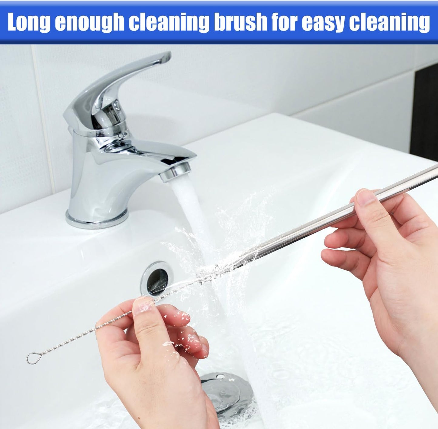 4-Pack Stainless Steel Straw Set - Water Bottles, Includes 2 Cleaning Brushes, Compatible- 24 oz, 32 oz Models