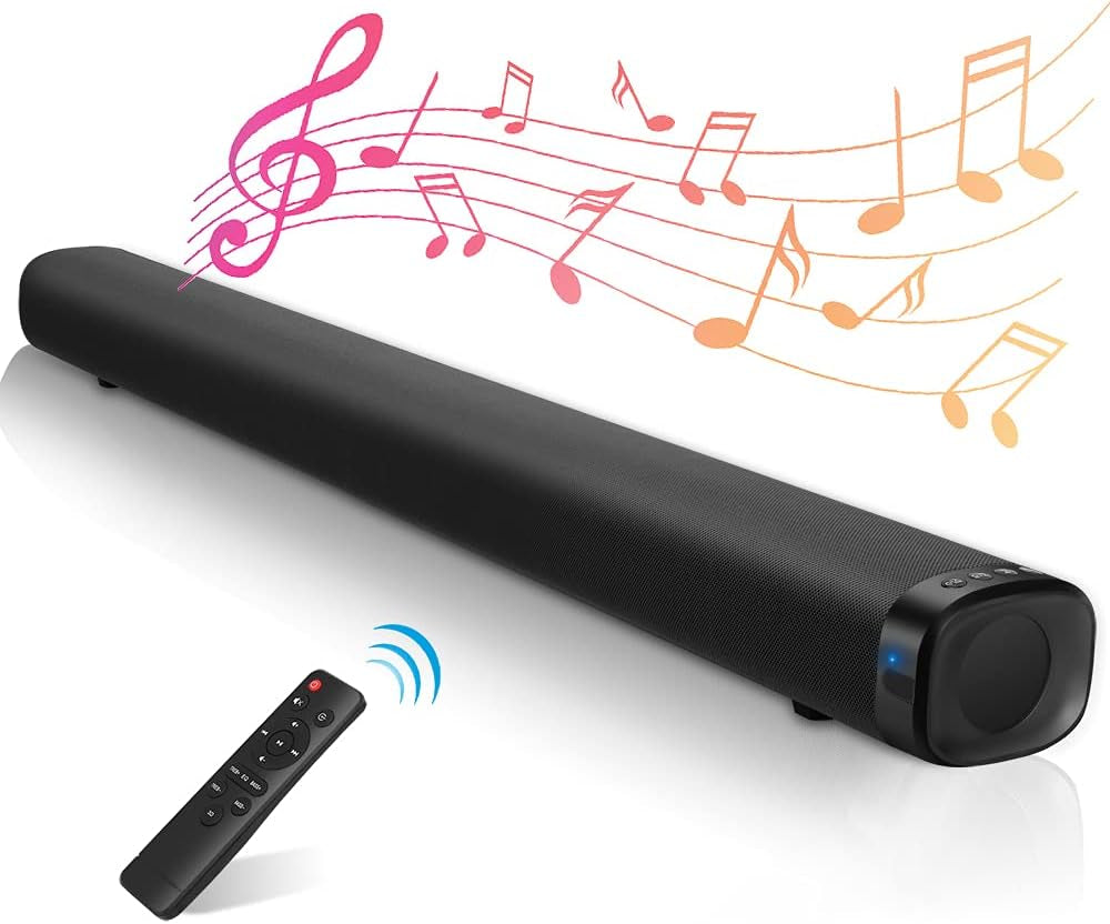 36-Inch 2.1 Channel Sound Bar with Built-In Subwoofer, 120W Surround Sound, Bluetooth 5.0, and Multiple Connectivity Options