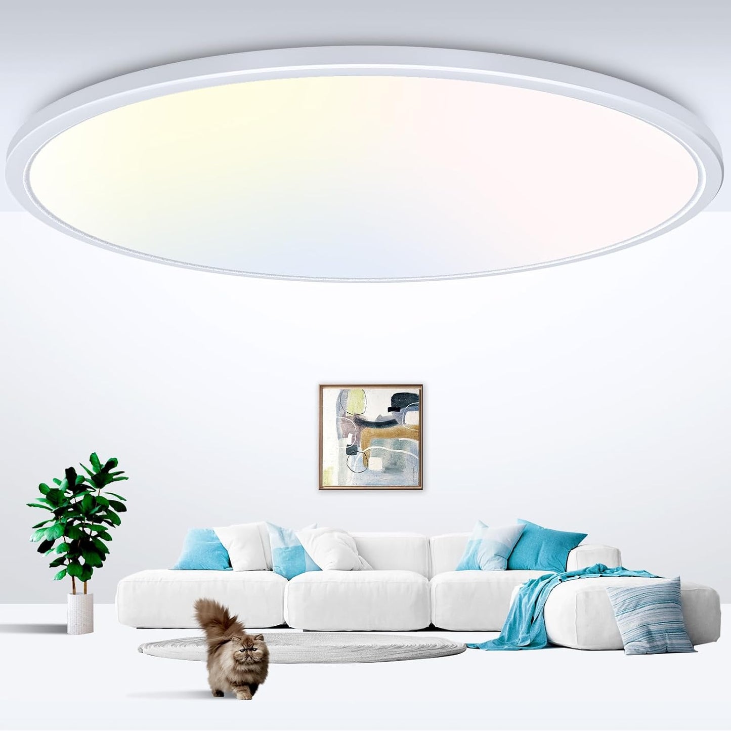 12-Inch LED Flush Mount Ceiling Light Fixture, 28W 3200Lm Adjustable Color Temperature (3000K/4500K/6000K) for Bedroom, Kitchen, and Dining Room (White)