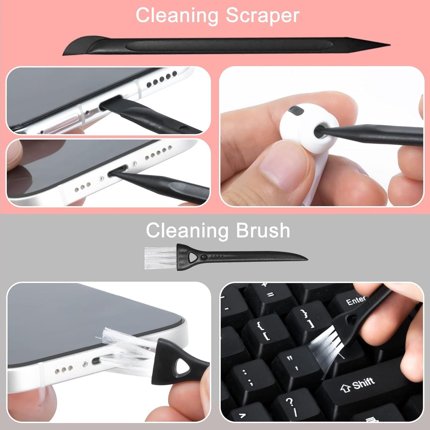 Screen Cleaning Kit: 2-Pack Spray - Microfiber Wipes for Laptops, Monitors, Car Screens - Black and Pink