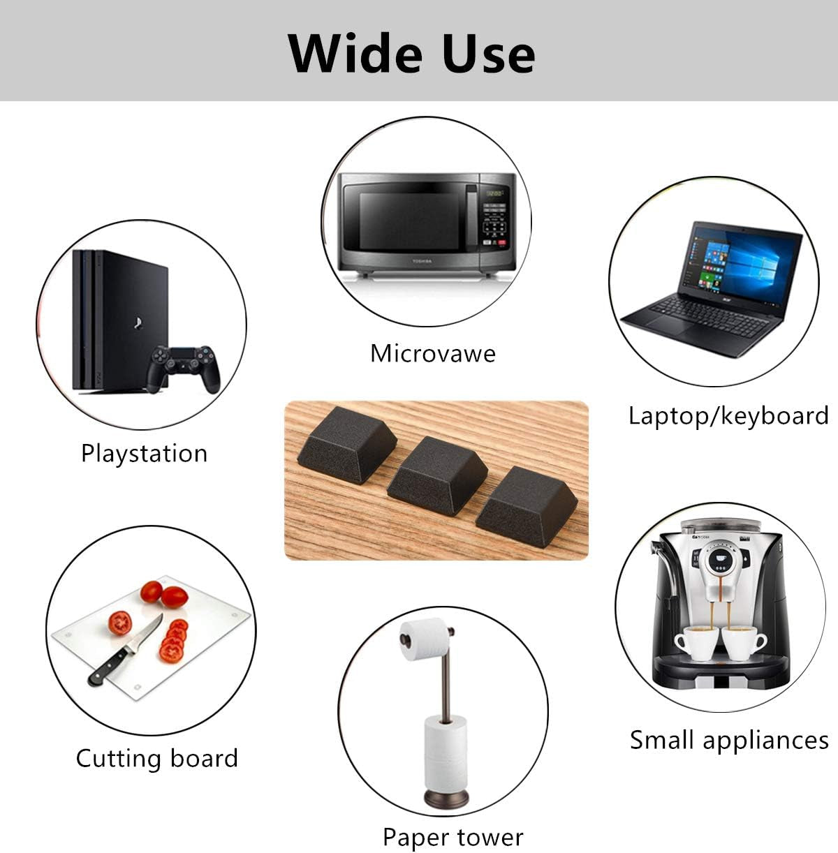 Adhesive Rubber Feet for Electronics - 16 Pack Black Self-Adhesive Bumpers