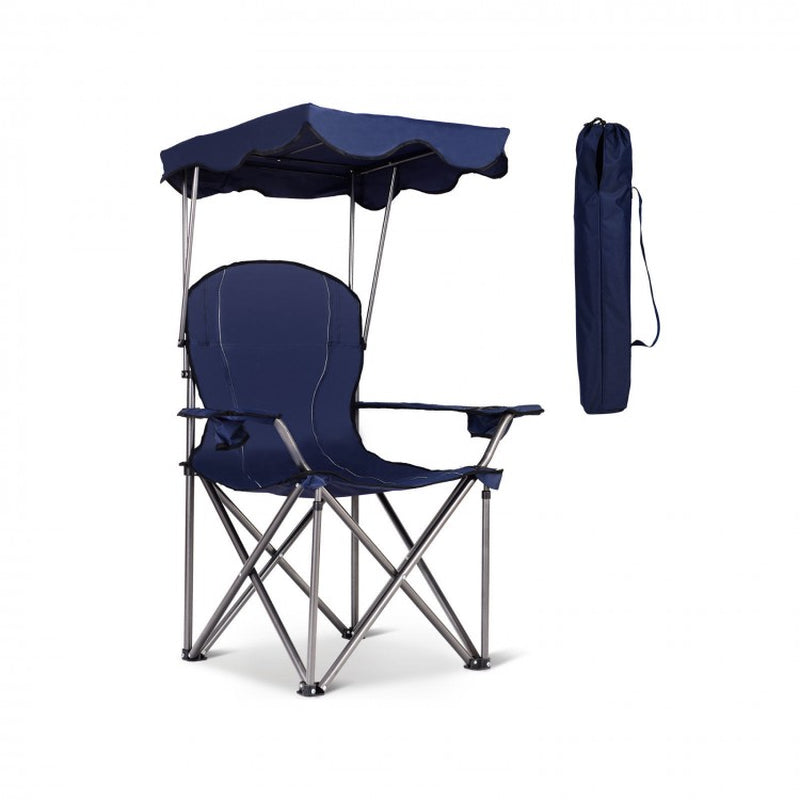 Portable Folding Beach Canopy Chair with Integrated Cup Holders