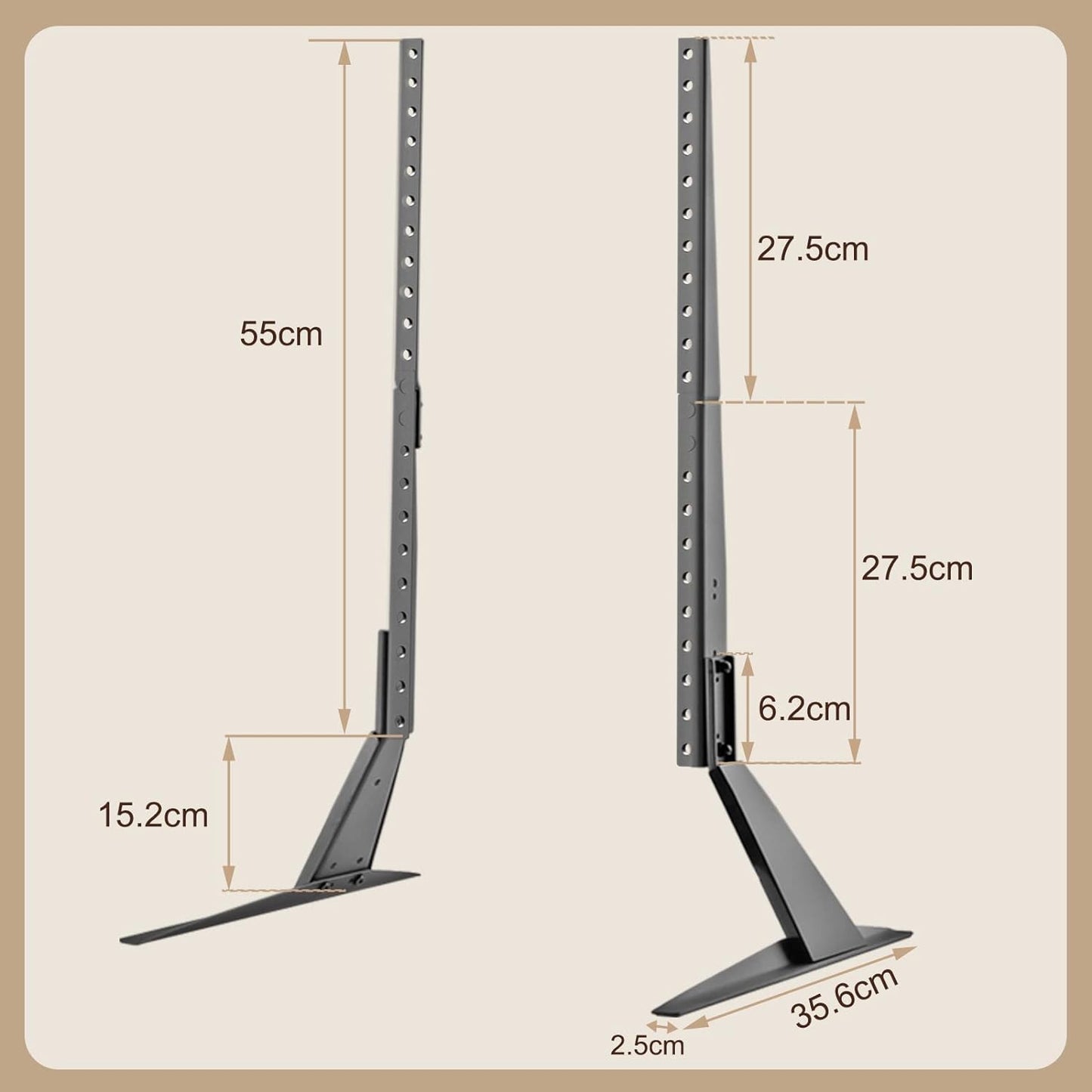 Universal TV Stand with Adjustable Metal Legs for 22-65 Inch Flat and Curved Screens, VESA 75x75mm to 800x400mm