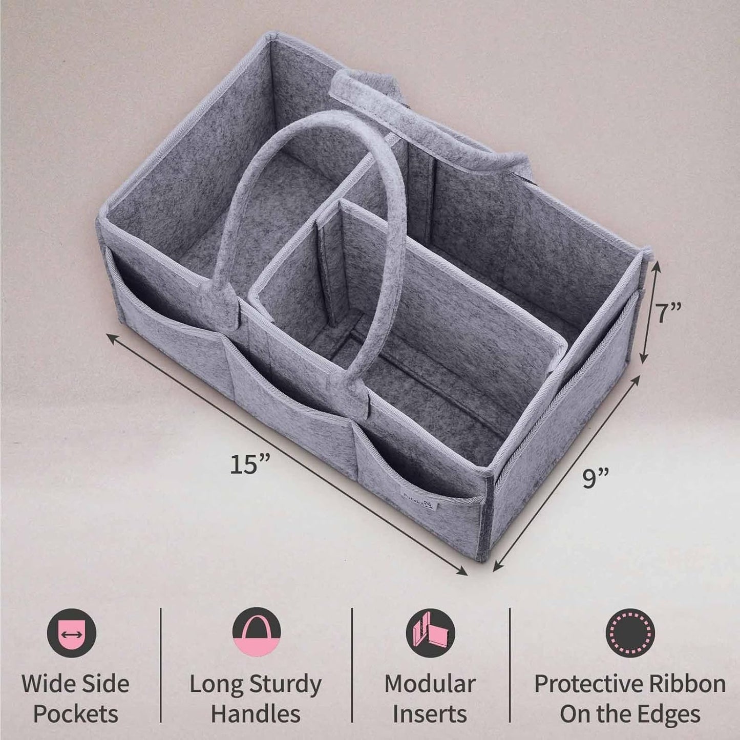 Baby Diaper Caddy Organizer - Nursery Organizer, Changing Table Organizer (Diaper Caddy)