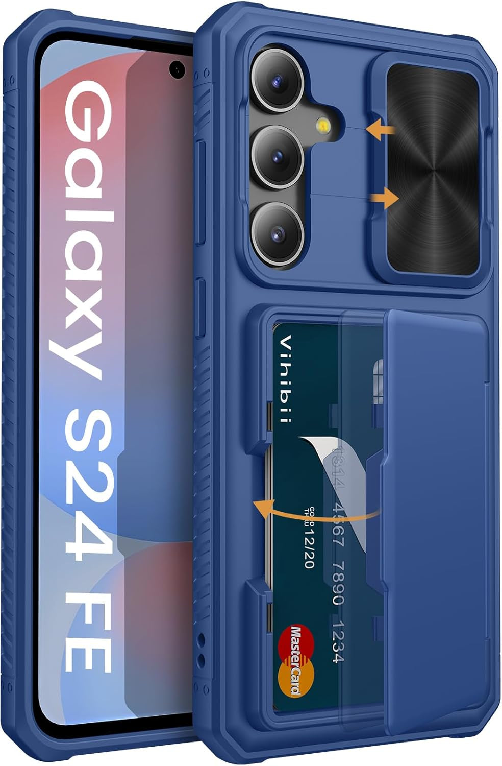Shockproof Wallet Case for Samsung Galaxy S24 Ultra with Card Holder (4 Cards), Slide Camera Cover, and Kickstand – Black