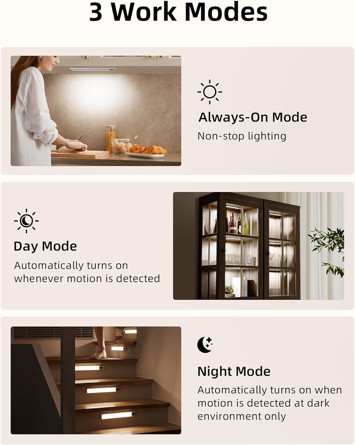 Under Cabinet Lights, LED Closet Lights Wireless USB Charging, Motion Sensor Lighting Indoor 5700K Dimmable with Remote Control (White) 5 Pack