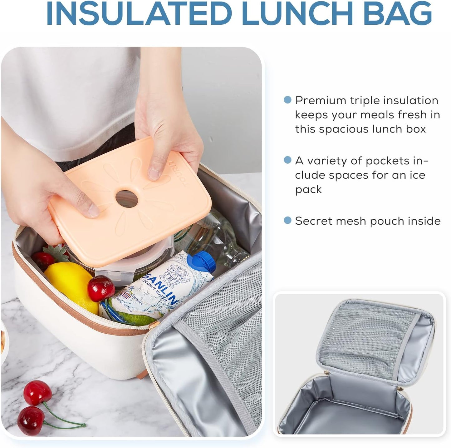 Insulated Lunch Bag for Women - Portable Cooler for Office, Work, and School