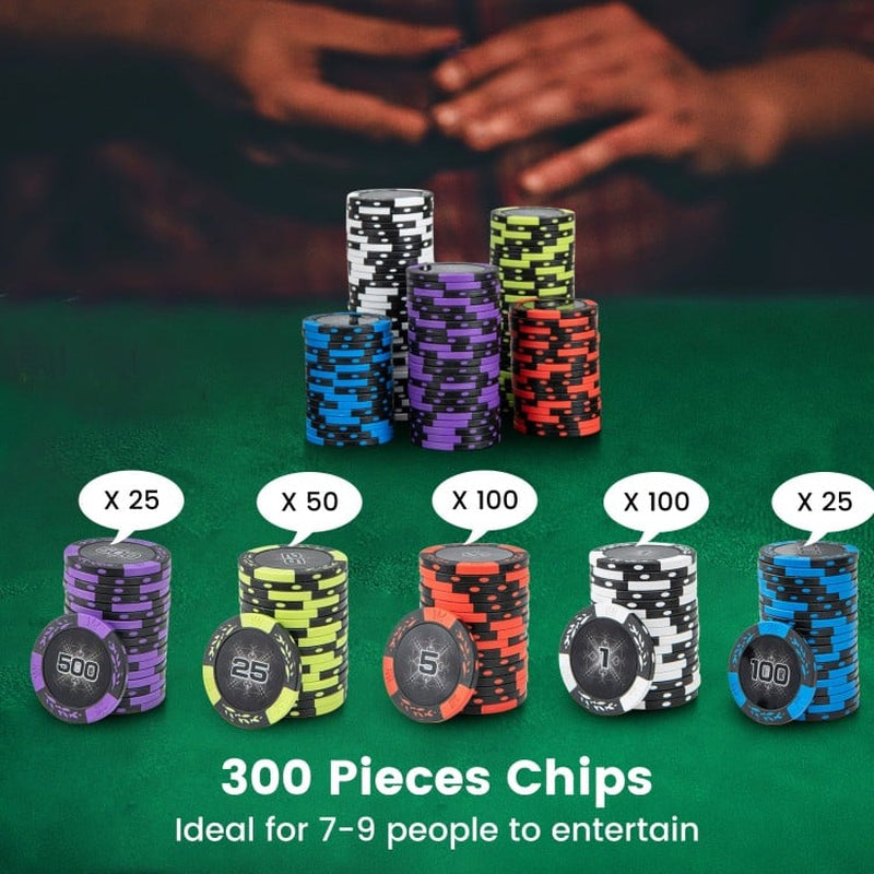 300-Piece Claytec Poker Chip Set for Texas Hold'em - 14 Gram