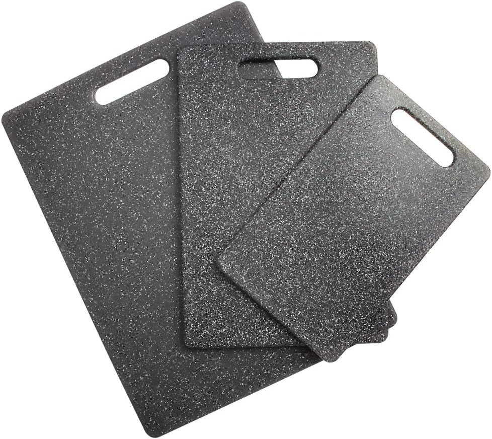 3-Piece Plastic Cutting Board Set with Unique Marble Design - Dishwasher Safe for Meat, Vegetables, and Fruits