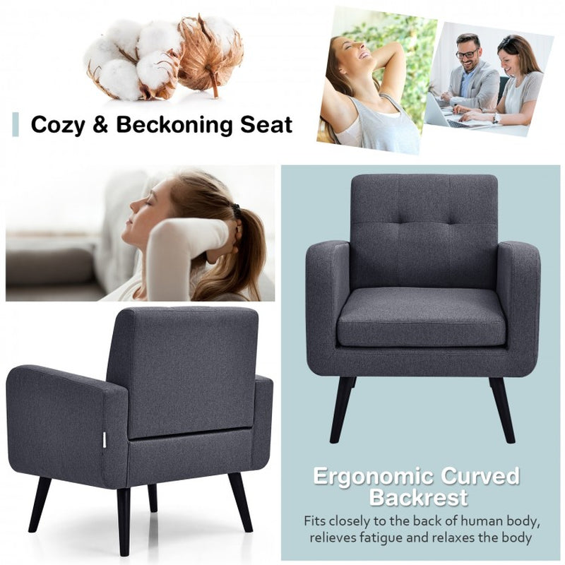Contemporary Upholstered Accent Chair with Rubberwood Legs