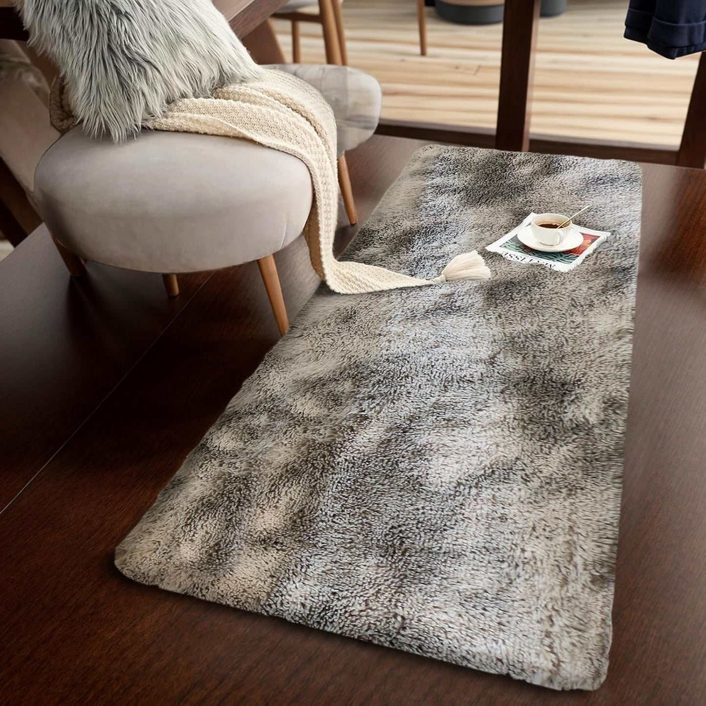 Ultra Soft Modern Shaggy Area Rug for Bedroom and Living Room - Fluffy Throw Carpet for Kids' Rooms (4x6 Feet, Dark Gray)