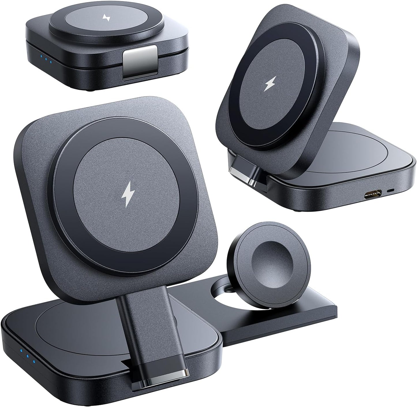 3-in-1 Wireless Charging Station for Apple Devices - MagSafe Compatible Charger Stand for iPhone, AirPods, and Apple Watch
