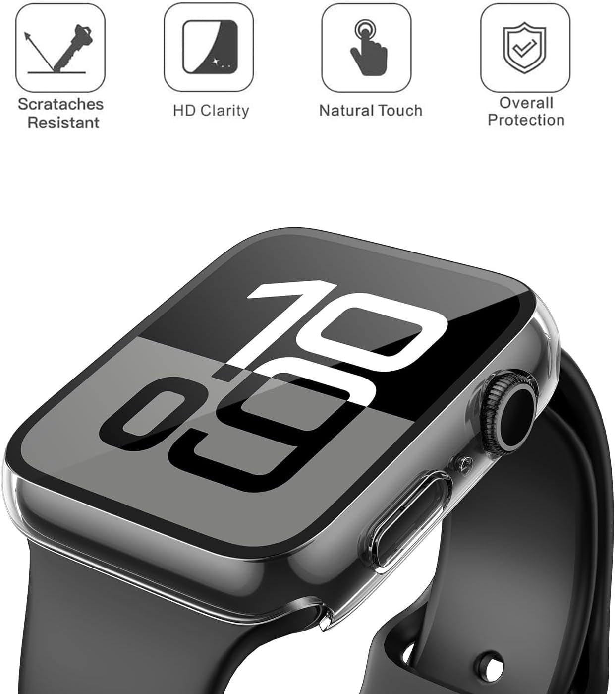 2-Pack Hard PC Protective Case - Tempered Glass Screen Protector - Apple Watch Series 10 (2024) 42Mm, Ultra-Thin Anti-Fall Scratch-Resistant Cover Protection - Iwatch, Matte Transparent