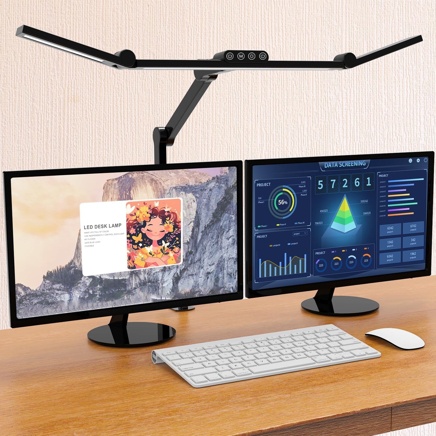 LED Desk Lamp with Clamp - Architect-Style Lighting for Home Office, 24W Ultra Bright with Auto Dimming and Stepless Brightness Control