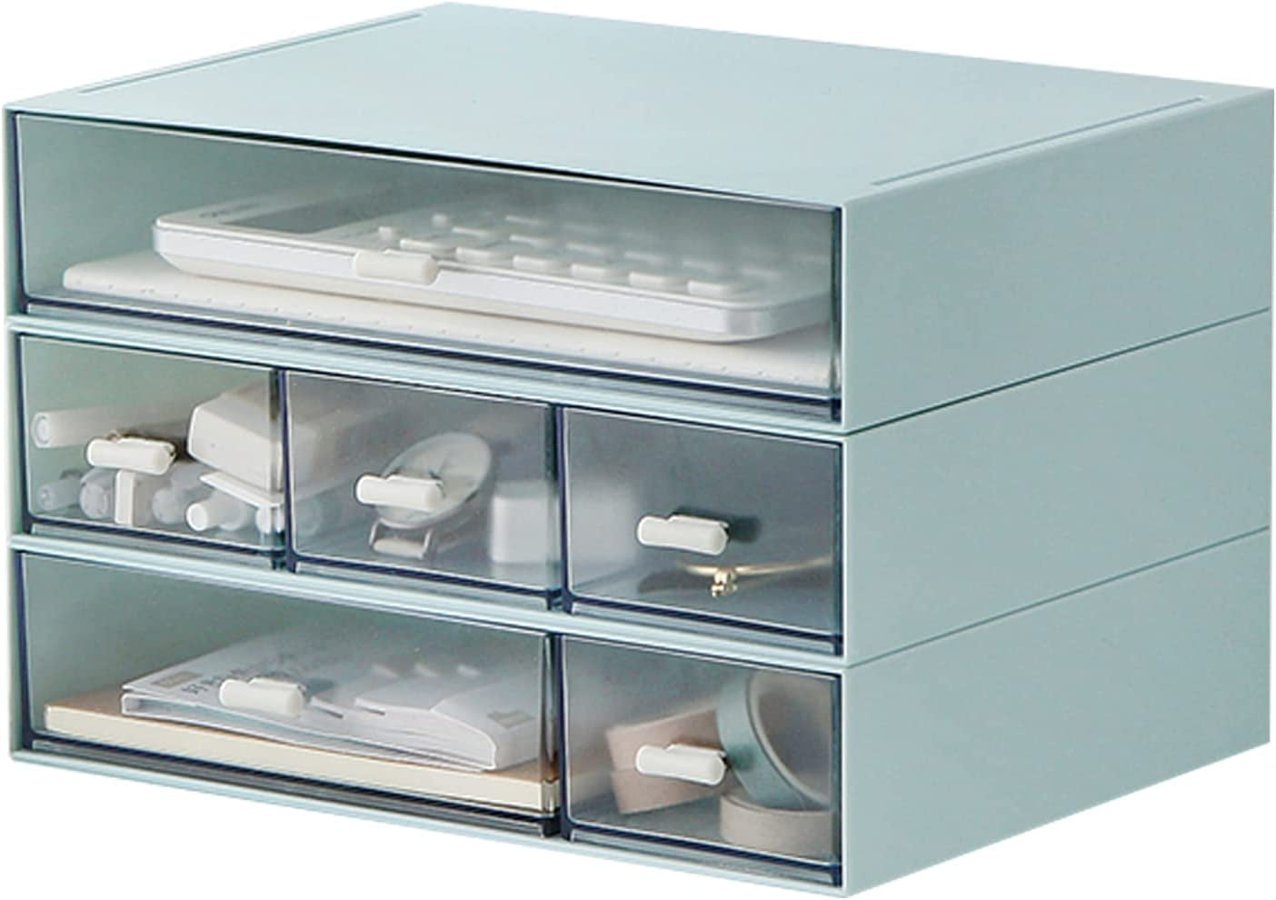 Sophisticated 6-Drawer Desk Organizer for Makeup and Cosmetic Storage for Bathroom and Desktop Organization (White)