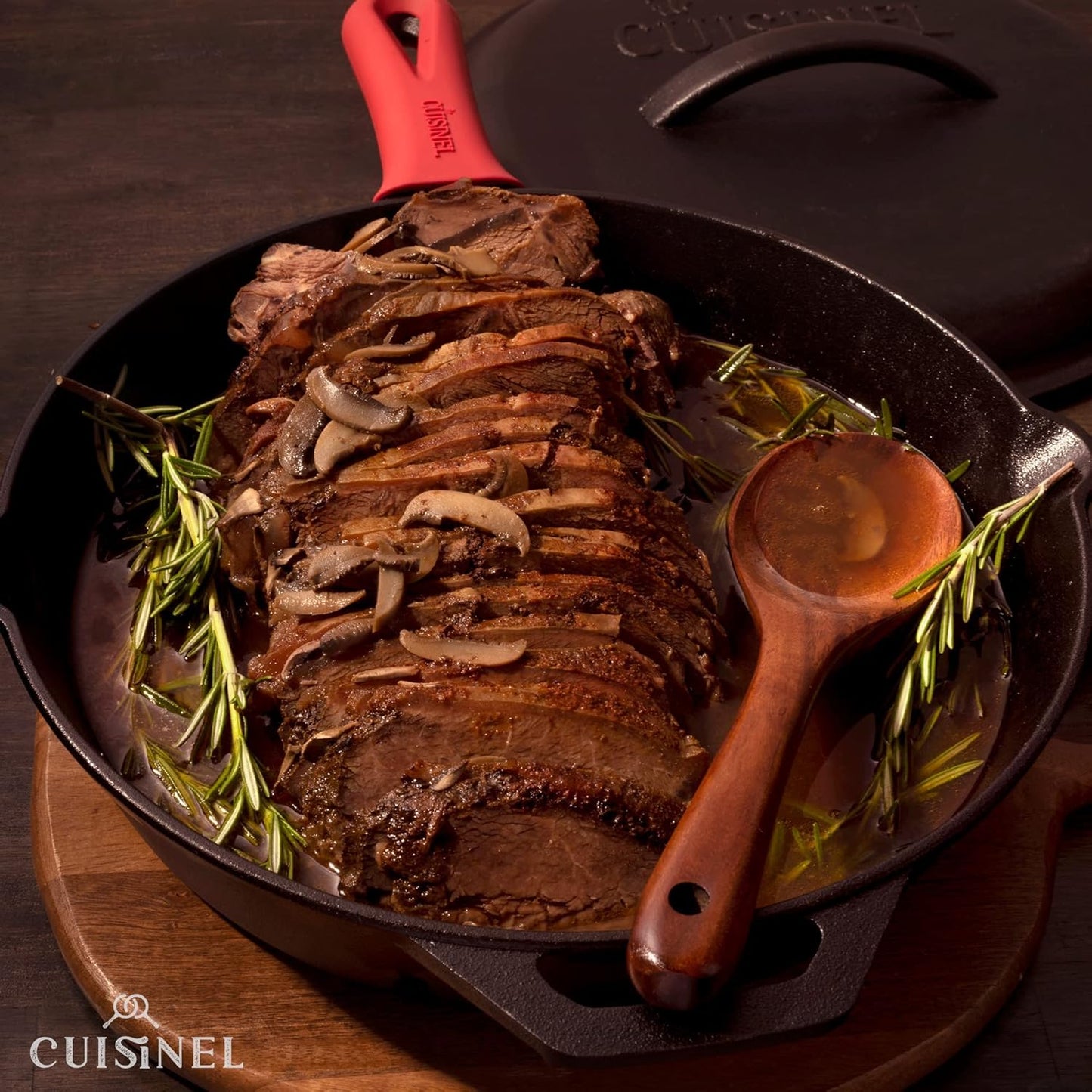 12-Inch Pre-Seasoned Cast Iron Skillet with Lid - Complete Frying Pan Set with Silicone Handle, Lid Holders, and Scraper/Cleaner for Versatile Indoor/Outdoor Cooking