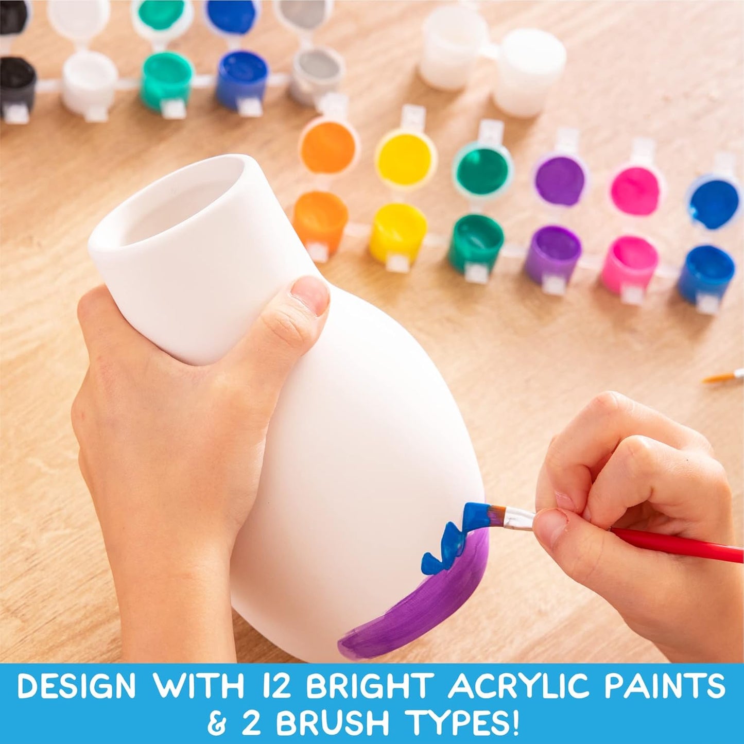 Paint Your Own Ceramic Pottery, Fun Ceramic Painting Kit for Kids, Paint Your Own Ceramic Pottery Dish, Flower Pot, Vase & Bowl, Great Staycation Activity for Kids
