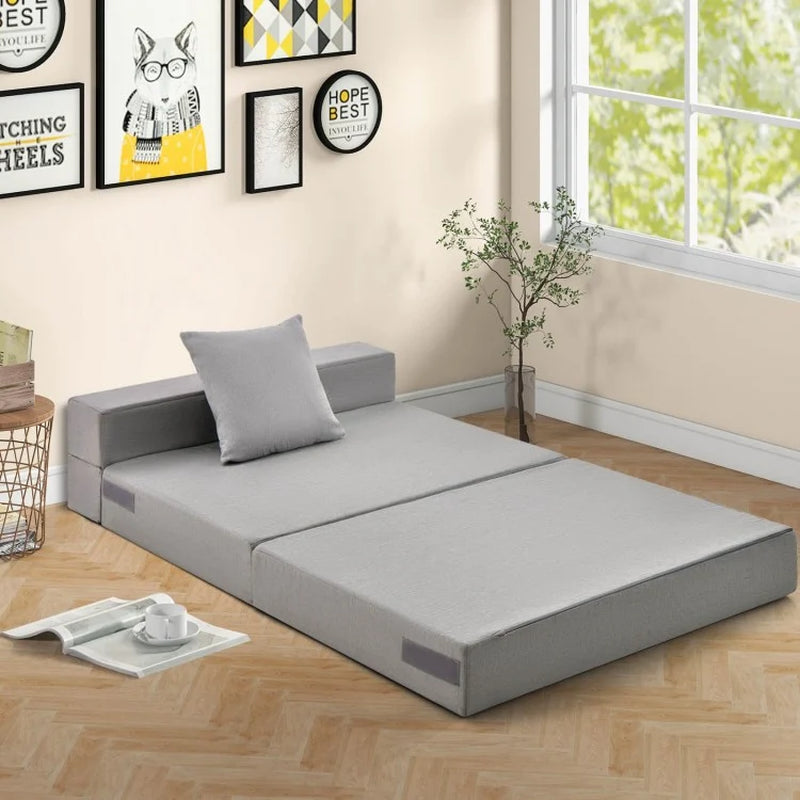 6-Inch Tri-Fold Sofa Bed Mattress with Pillow