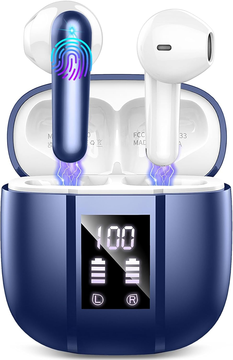 Bluetooth 5.3 Wireless Earbuds with 4 ENC Noise Cancelling Microphones, 48H Hi-Fi Stereo Sound, Dual LED Display, IP7 Waterproof
