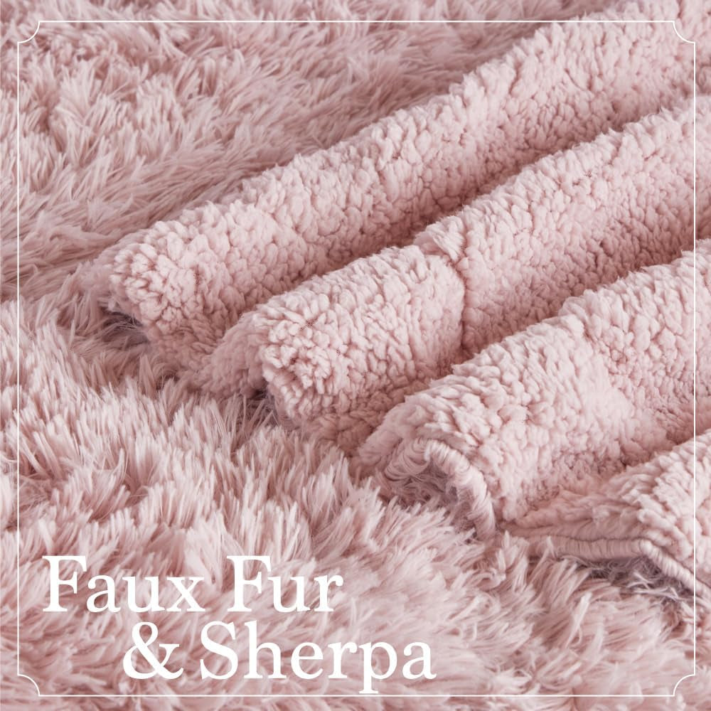 Soft Fluffy Warm Shag - Sherpa Throw Blanket, Luxury Thick Fuzzy Blankets, Washable Accent Throws
