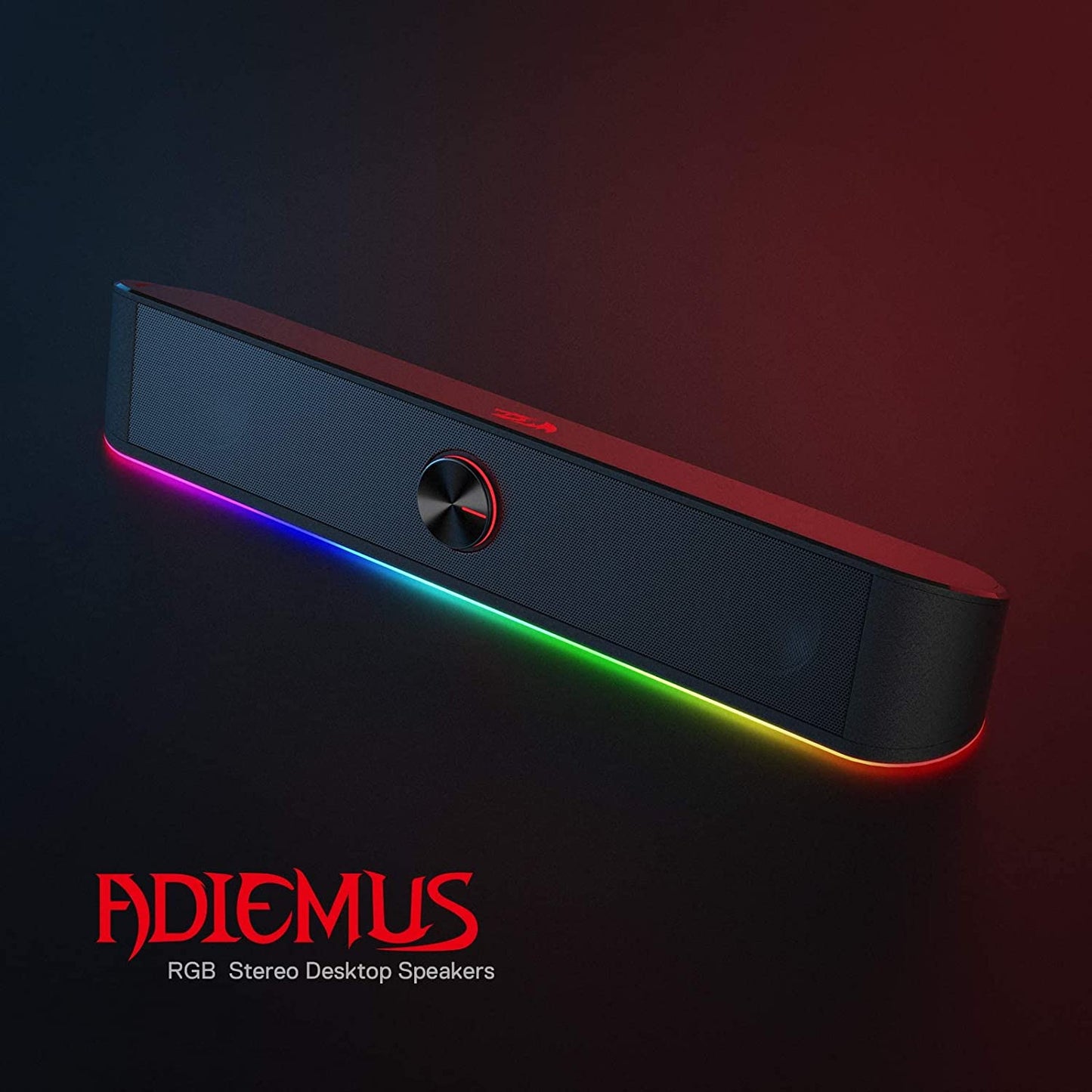 RGB Desktop Soundbar - 2.0 Channel Computer Speaker with Dynamic Audio-Light Sync, Touch-Control Backlit Volume Knob, USB Powered with 3.5mm Cable