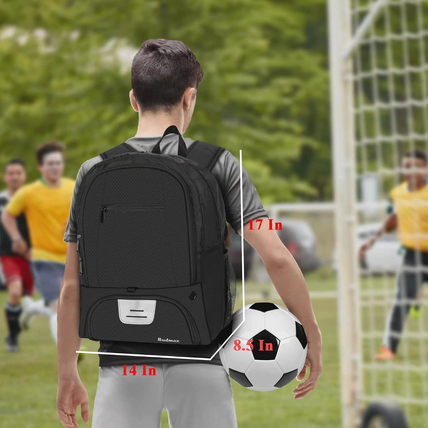 Soccer Ball and Sports Equipment Backpack with Cleat Compartment and Laptop Sleeve for Travel and Team Use