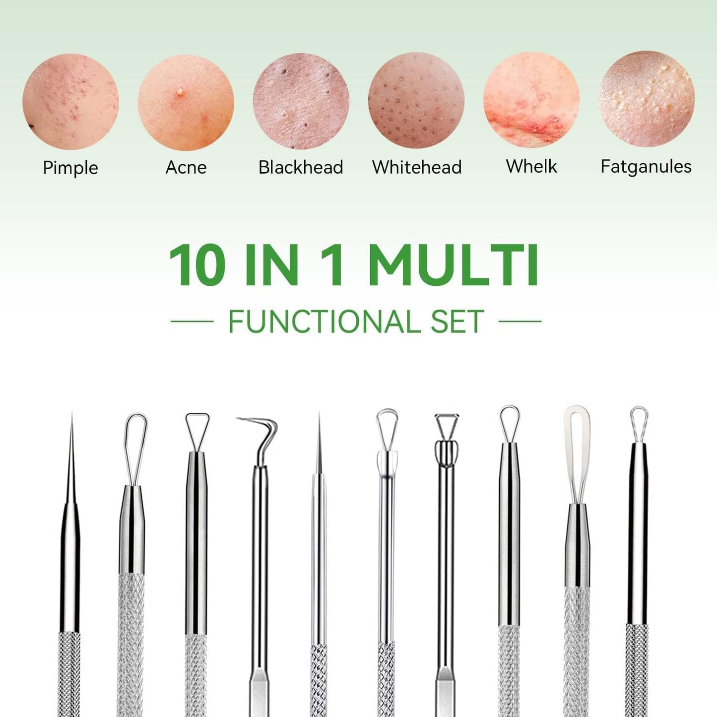 Stainless Steel Blackhead Remover Tool Kit - 5-Piece Pimple Extractor Set for Facial Skin Care, Comedone and Acne Treatment
