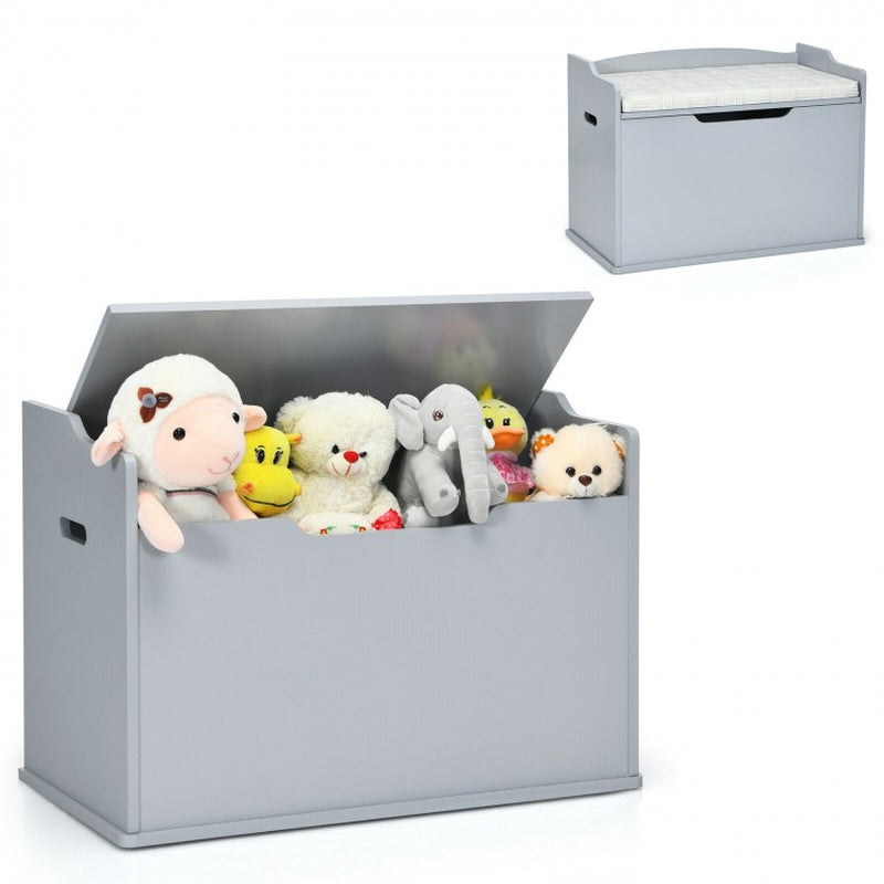 Children's Wooden Flip-Top Storage Chest Bench with Cushioned Hinge