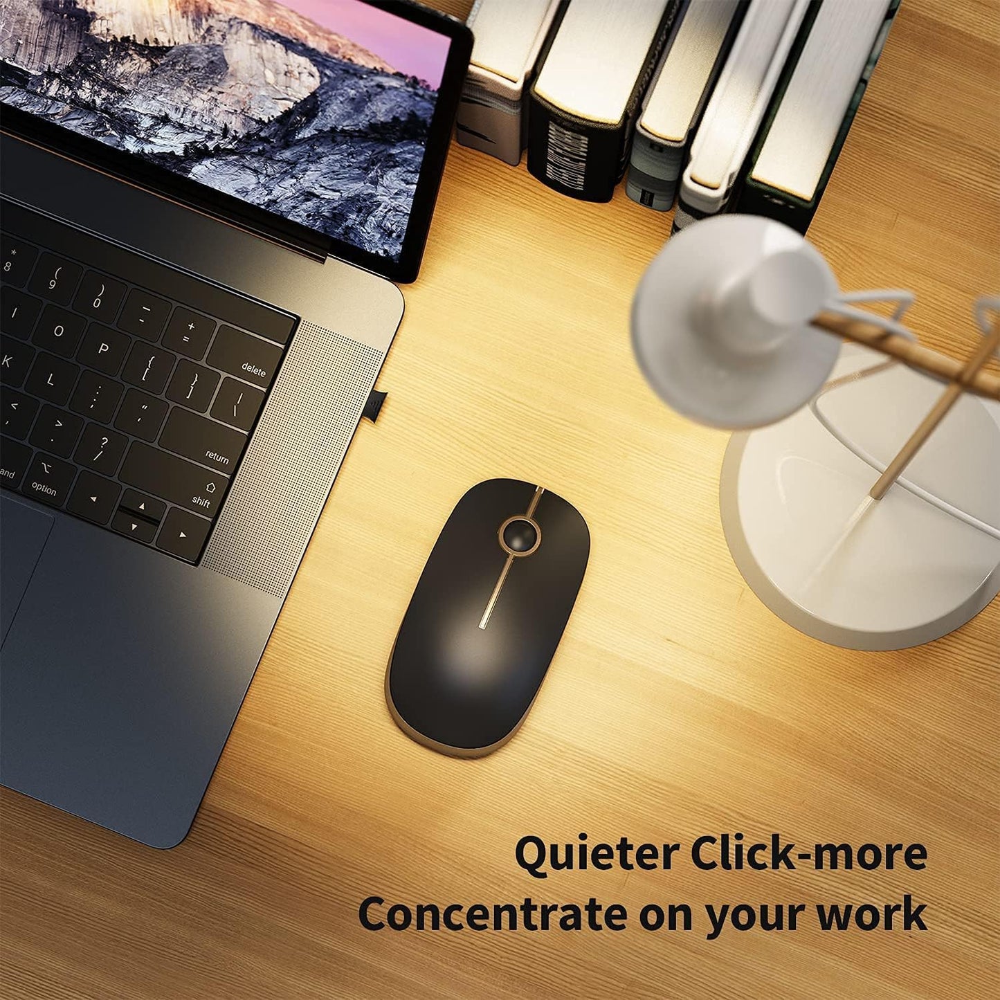 Wireless Mouse, 2.4G Slim Portable Computer Mice with Nano Receiver for Notebook, PC, Laptop, Computer-Gold and Black