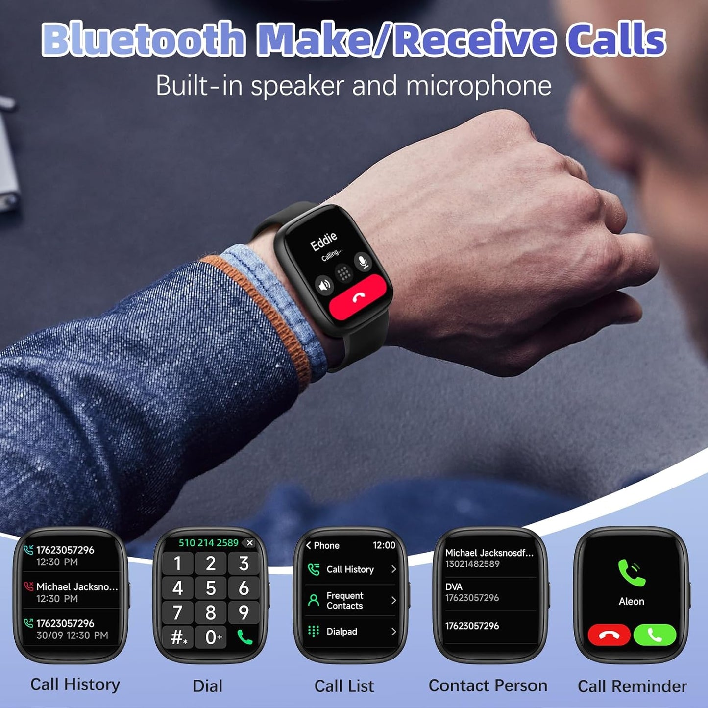 Smartwatch with Call Functionality, Built-in Alexa, 1.83" HD Touchscreen, Fitness Tracking, Heart Rate, SpO2, Sleep Monitoring, IP68 Waterproof, 100 Sports Modes