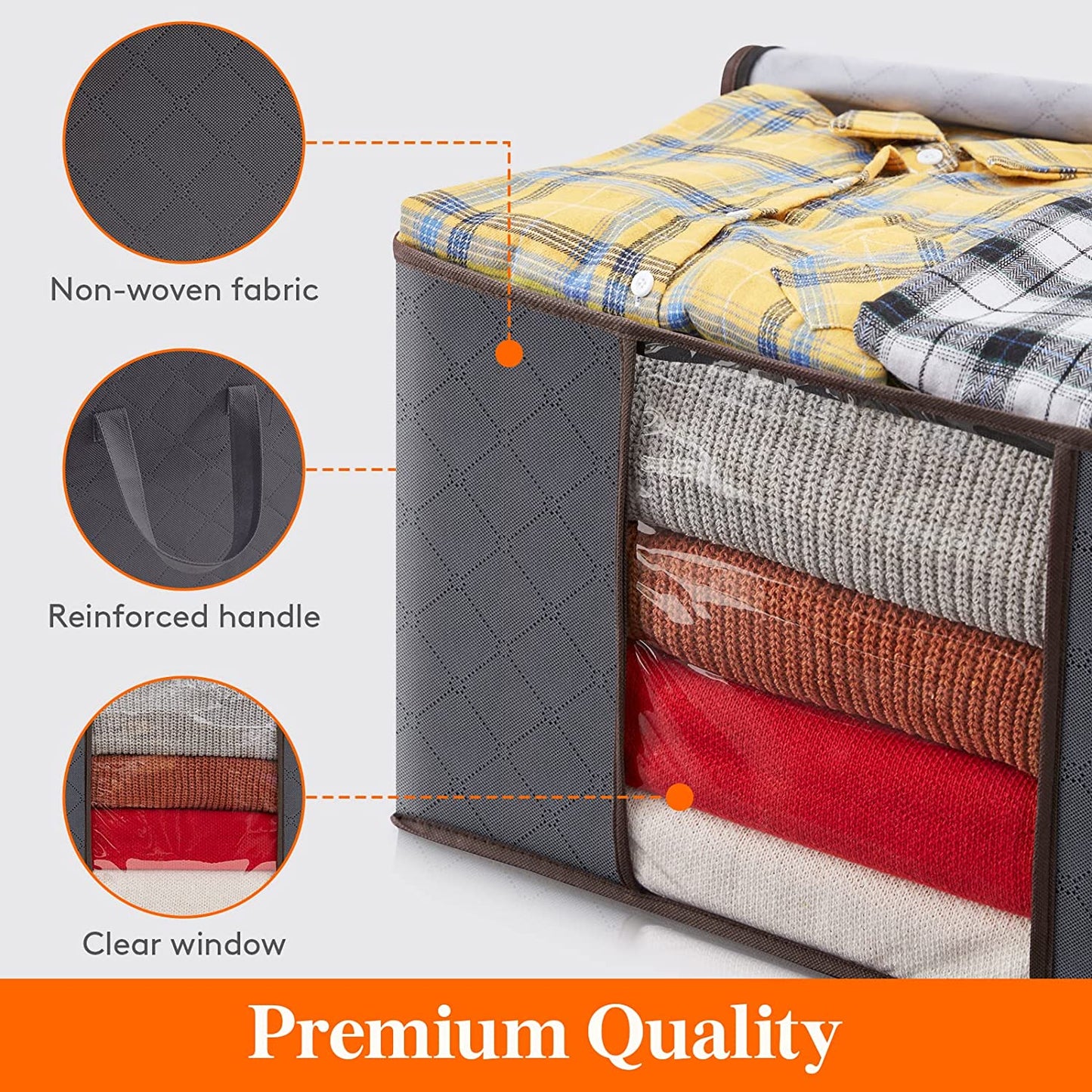 6-Pack Foldable Clothes Storage Bins - Reinforced Handles, Sturdy Zippers, Clear Window Design for Organizing