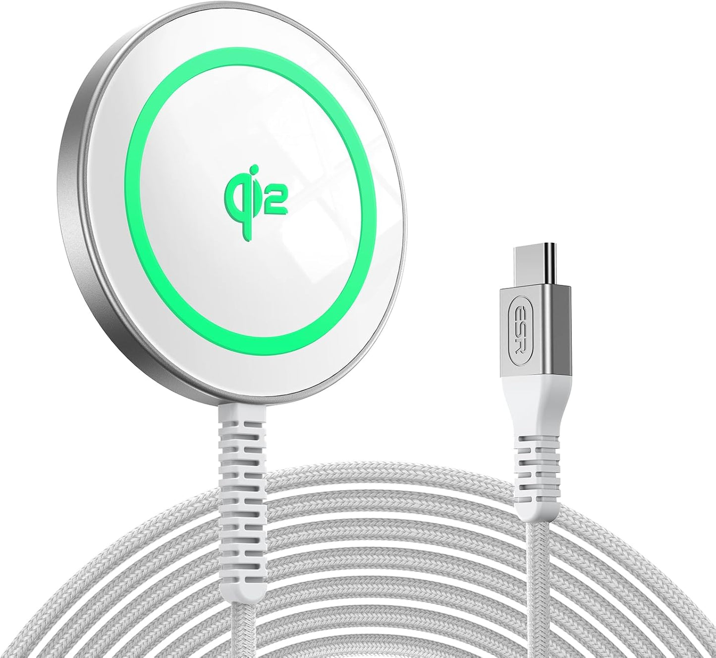 Wireless Charger for MagSafe (Halolock) for iPhones - Featuring Strong Magnetic Lock, Silver