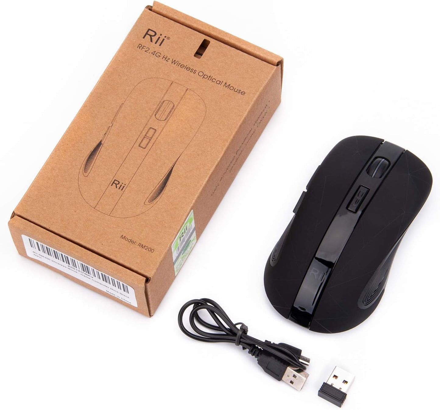Wireless Mouse, RGB Rechargeable - 3 Adjustable Moving Speeds, Usb Cordless 6 Buttons Mouse with USB Nano Receiver