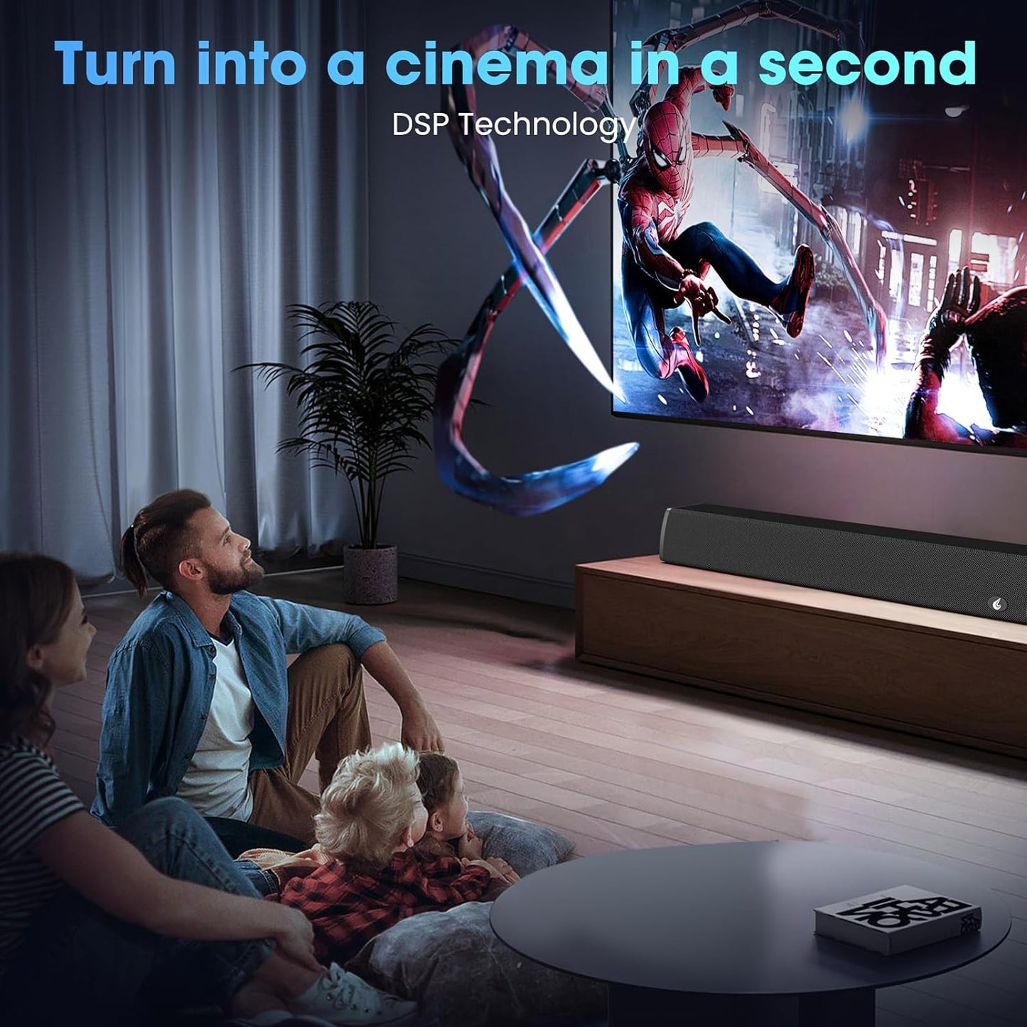 24-Inch Bluetooth Sound Bar for TV with Surround Sound System and Multiple Connectivity Options (Arc, Optical, USB, Aux)