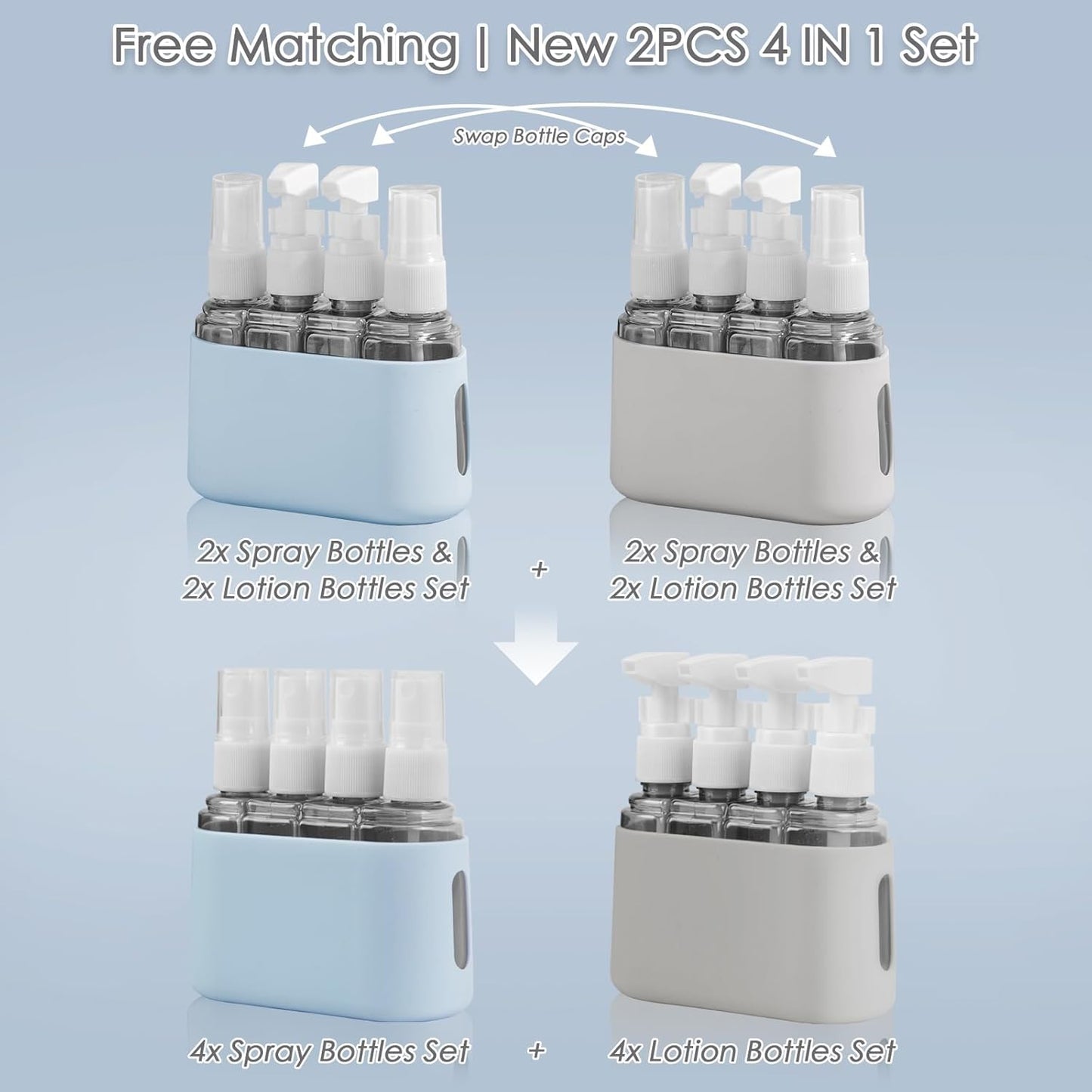8-Pack TSA Approved Travel Bottles Set for Toiletries, 50ml/2oz Leak-Proof Containers with Labels and Storage Box