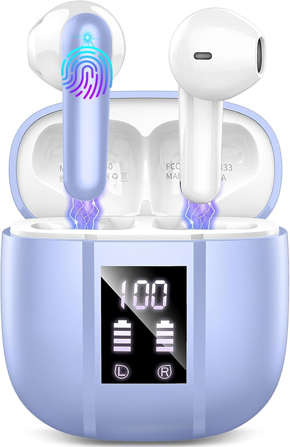 Bluetooth 5.3 Wireless Earbuds with 4 ENC Noise Cancelling Microphones, 48H Hi-Fi Stereo Sound, Dual LED Display, IP7 Waterproof