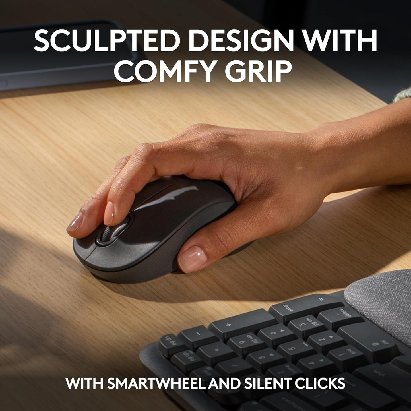Wireless Ergonomic Keyboard and M550 L Wireless Mouse Combo - Bluetooth and Logi Bolt Compatible, Multi-OS Support