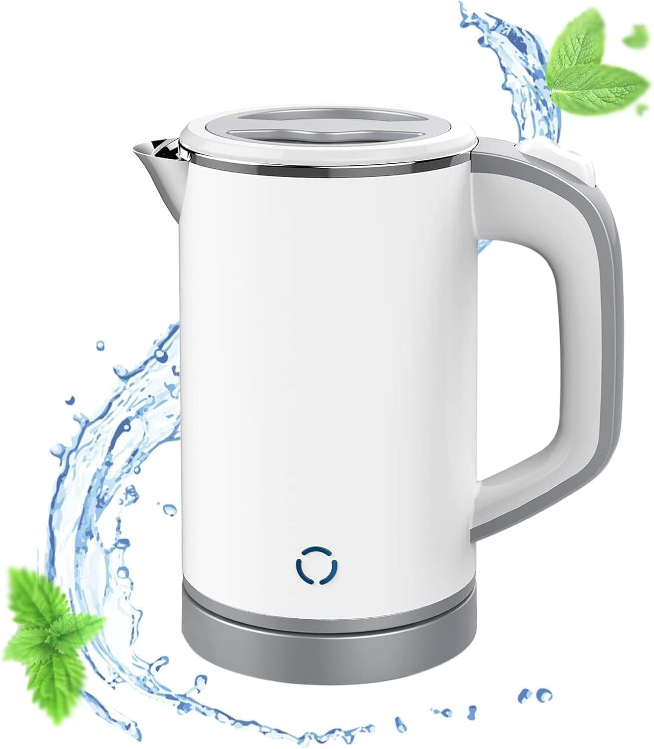 800ml Electric Kettle with Fast Boiling, Double Wall Design, Auto Shut-Off, Boil-Dry Protection, and BPA-Free Stainless Steel Cool Touch Finish (Black)