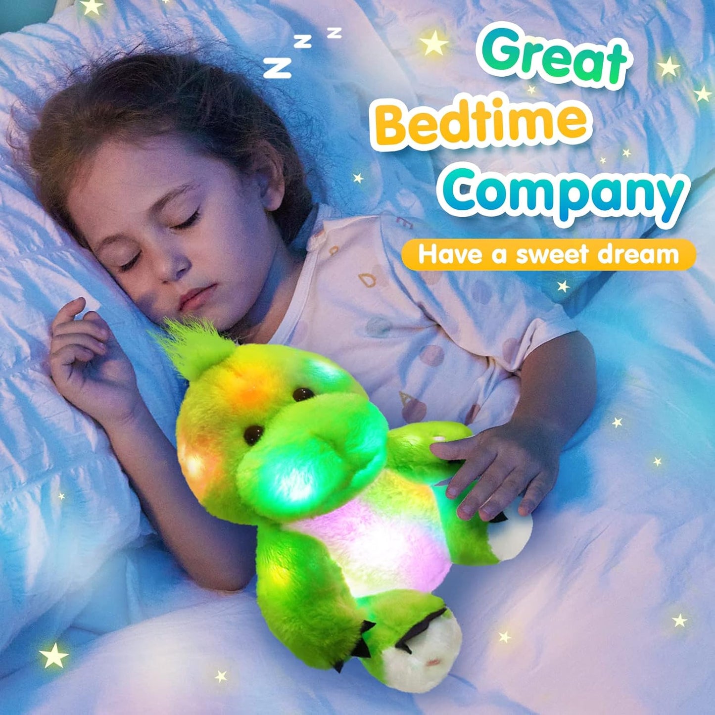11'' Light up Dinosaur Stuffed Animals Cute LED T-Rex Soft Plush Toy Glow in the Dark