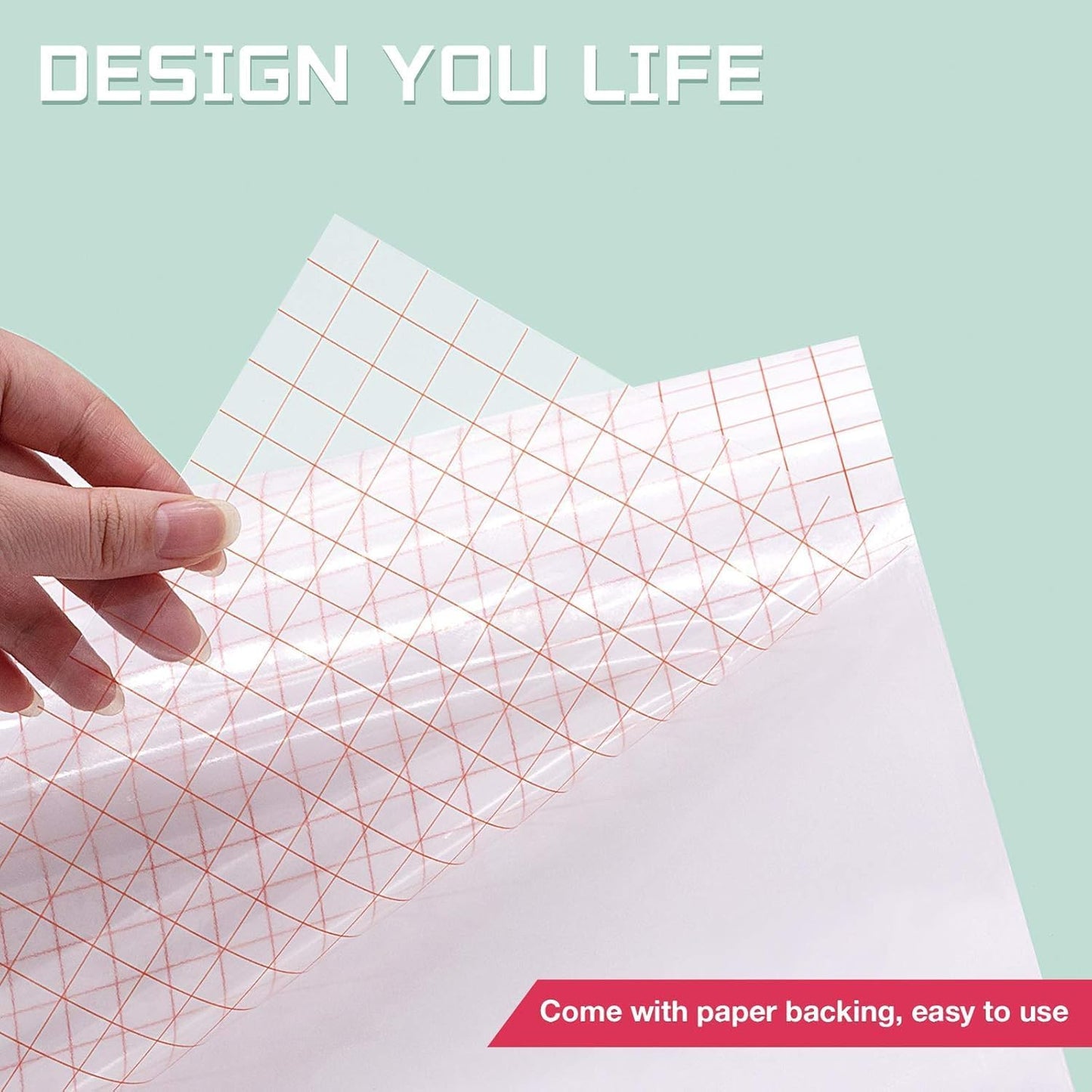 Clear Vinyl Transfer Tape Roll - 12" x 50 ft with Alignment Grid for Silhouette Cameo and Cricut Adhesive Vinyl Applications