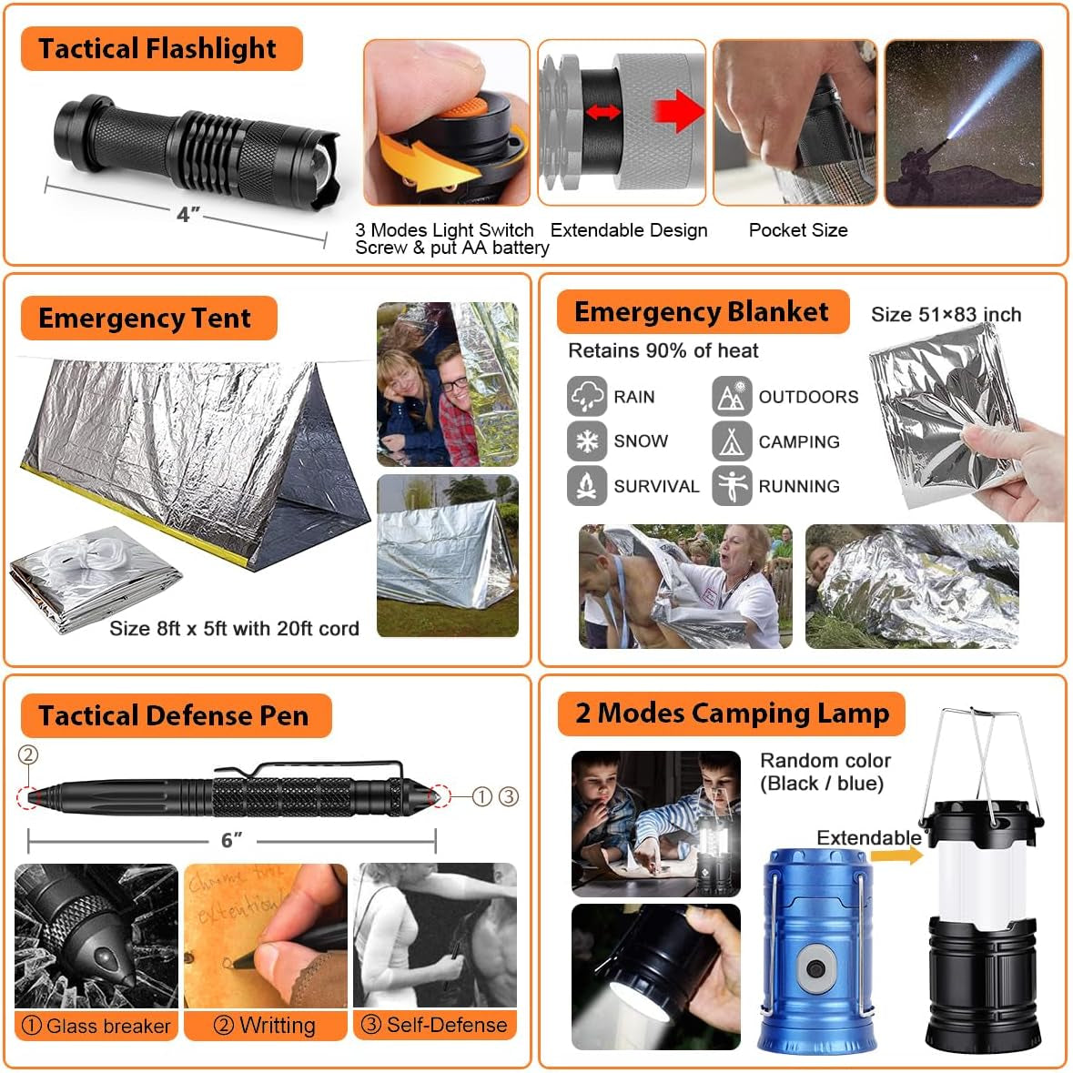 250-Piece Emergency Survival Kit: Comprehensive Gear for Wilderness Camping, Hiking, and Earthquake Preparedness - Includes Multi-Tool, Axe, Shovel, and First Aid Supplies - Ideal Gift for Men and Women
