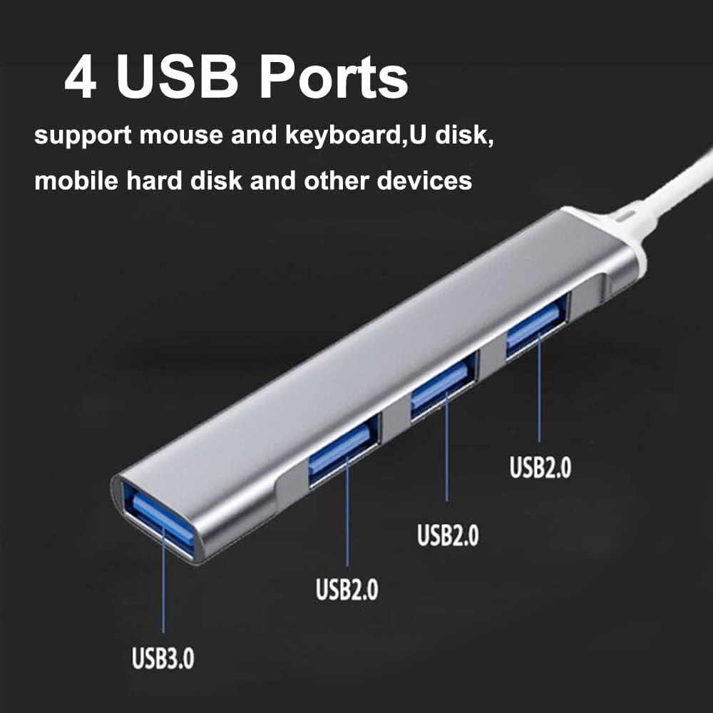 Aluminum USB 3.0 Hub - Portable High-Speed Multi-Port Splitter Adapter for PC, Laptop, DesktopUSB Flash Drives, and Mobile HDDs