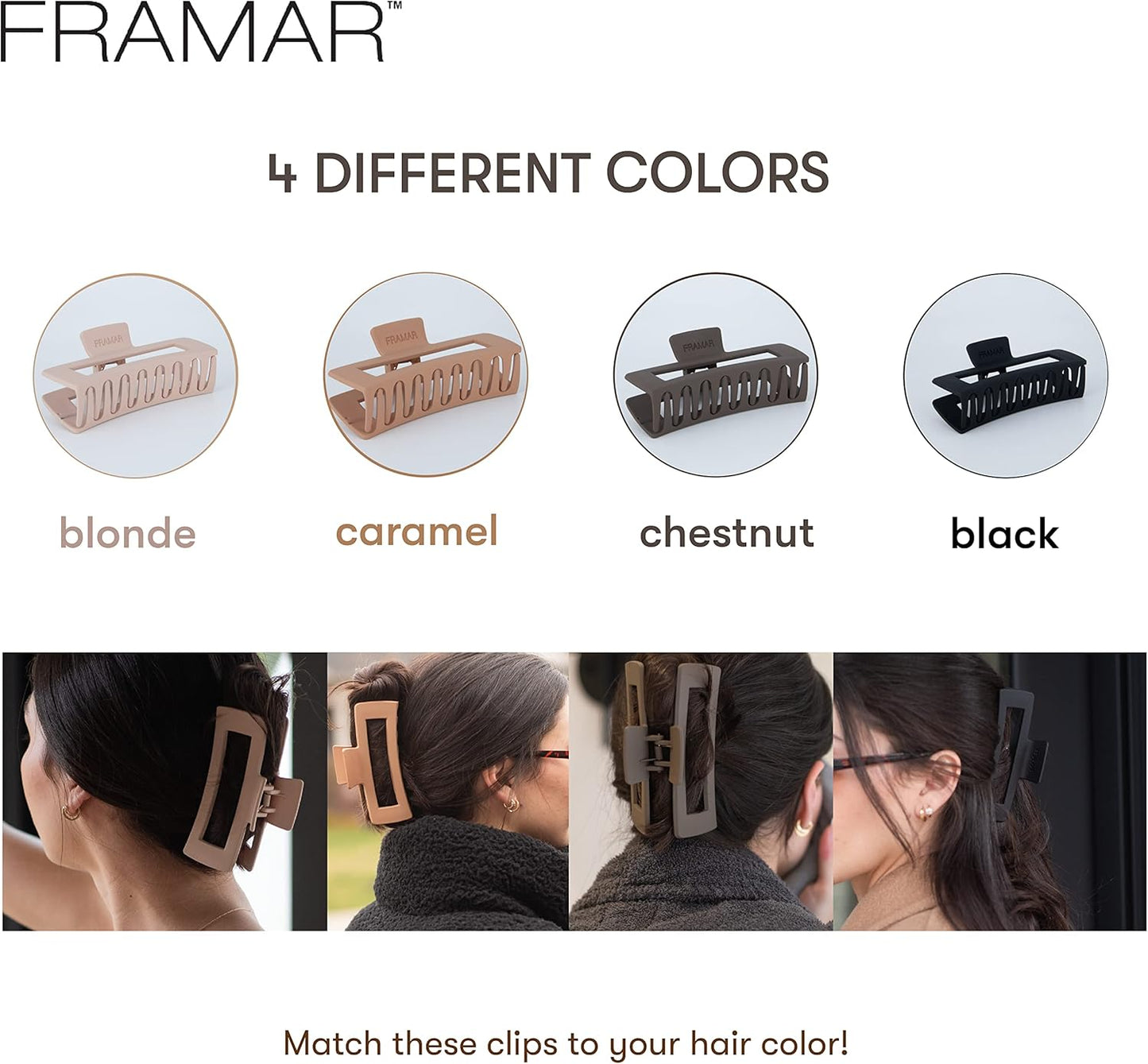 Extra Large Claw Clips for Thick Hair - 4 Pack Neutral Hair Accessories for Women