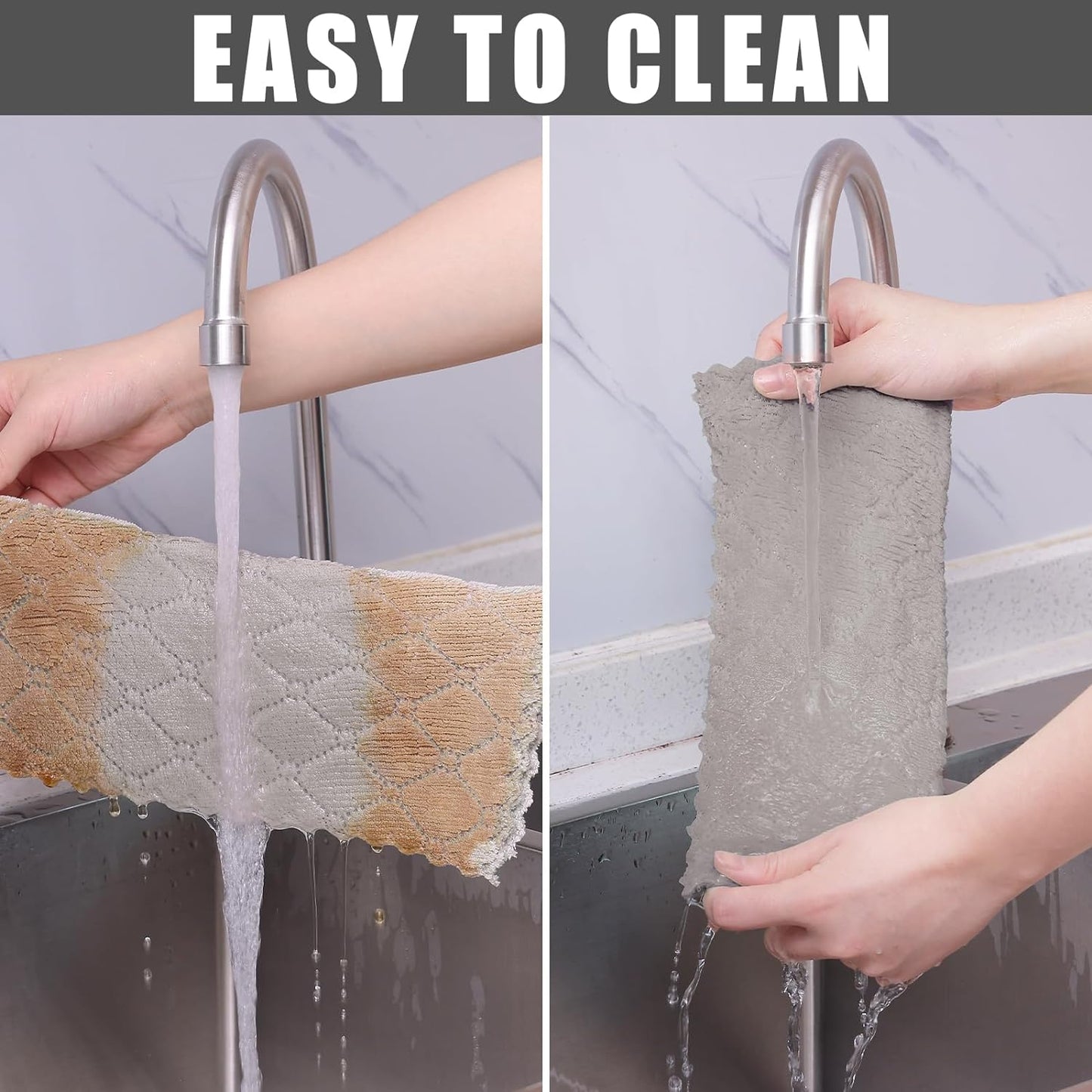 Microfiber Cleaning Cloths - 12 Pack, Ultra Soft & Absorbent Kitchen Towels, 10" x 10", Lint-Free Reusable Cloths